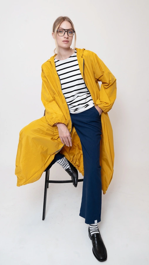 מעיל רוח אוברסייז ארוך - אפור סילבר - מארין