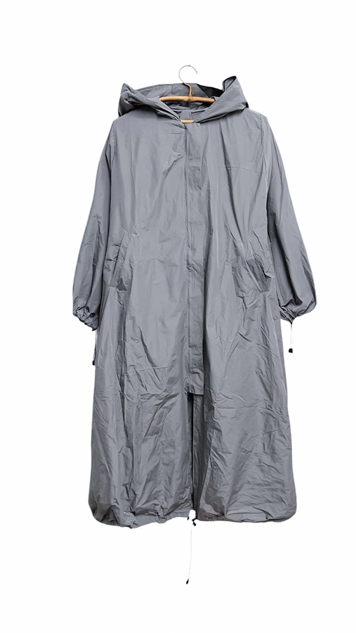 מעיל רוח אוברסייז ארוך - אפור סילבר - מארין