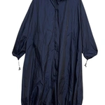 מעיל רוח אוברסייז ארוך - כחול דיו - מארין