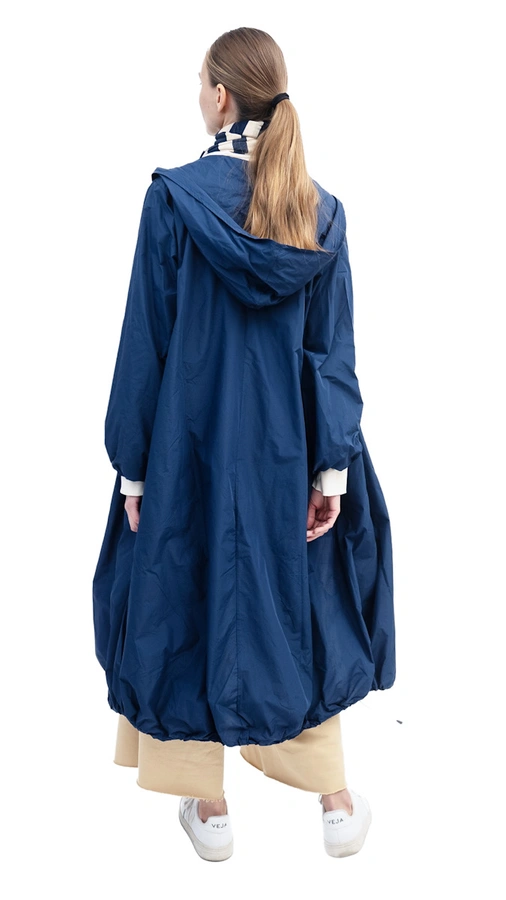 מעיל רוח אוברסייז ארוך - כחול נייבי - מארין