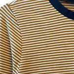 חולצת טי ארוכה – פסים דקים חרדל / נייבי - תותי