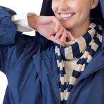 צעיף פסים כותנה אורגנית שמנת / נייבי