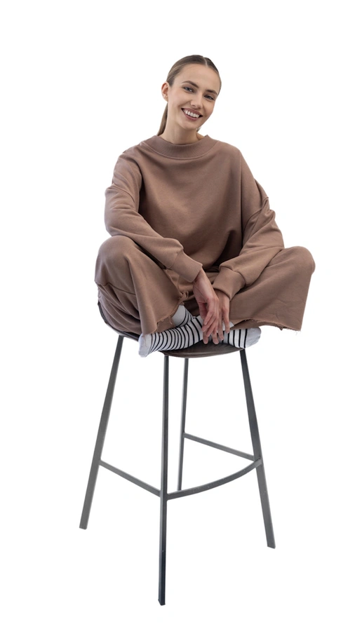 מכנסי טרנינג אופנה - חום - אור