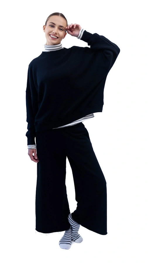 חולצת עמנואל צווארון ריב עגול - שחור