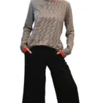 חולצת טי ארוכה – פסים דקים שחור / אדום - תותי