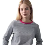 חולצת טי ארוכה – פסים דקים שחור / ורוד – תותי