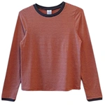 חולצת טי ארוכה – פסים דקים אדום / גרפיט - תותי