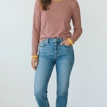 חולצת טי ארוכה – פסים דקים אדום / צהוב - תותי