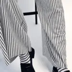 מכנסי טרנינג אופנה – פסים לבן / שחור – אור