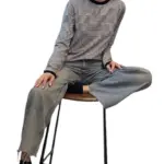 חולצת טי ארוכה – פסים דקים שחור / שחור - תותי