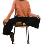 חולצת טי ארוכה – פסים דקים אדום / ירוק - תותי