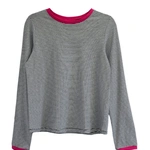 חולצת טי ארוכה – פסים דקים שחור / ורוד – תותי