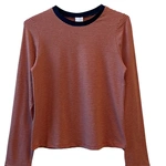 חולצת טי ארוכה – פסים דקים אדום / נייבי - עידית