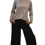 חולצת טי ארוכה – פסים דקים שחור / אדום - תותי