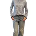 חולצת טי ארוכה – פסים דקים שחור / שחור - תותי