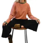 חולצת טי ארוכה – פסים דקים אדום / ירוק - תותי