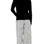 מכנסי טרנינג אופנה – פסים לבן / שחור – אור
