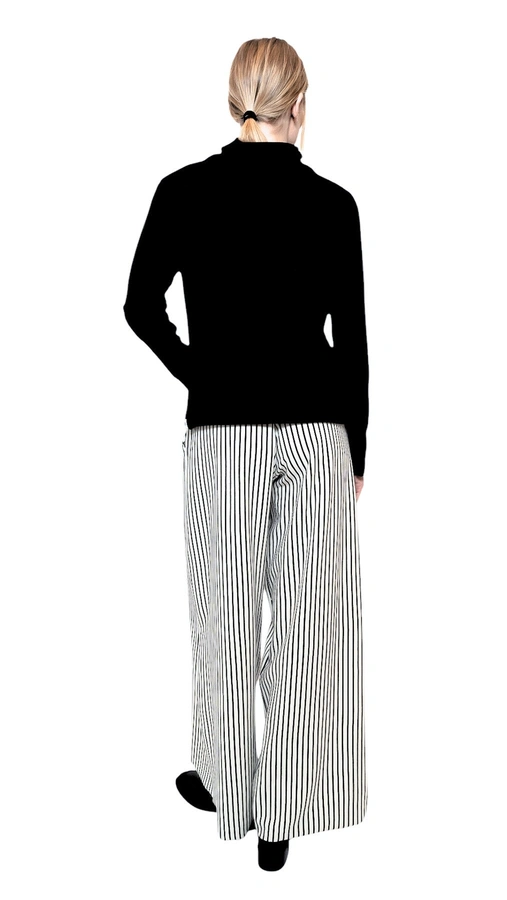 מכנסי טרנינג אופנה – פסים לבן / שחור – אור