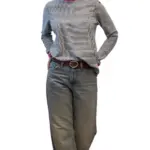 חולצת טי ארוכה – פסים דקים שחור / ורוד – עידית