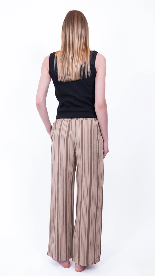 מכנסי כותנה נשפכים – פסים חום – שושי