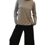 חולצת טי ארוכה – פסים דקים שחור / גרפיט - עידית