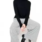 מכנסי טרנינג אופנה – פסים לבן / שחור – אור