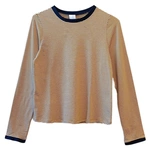 חולצת טי ארוכה – פסים דקים חרדל / נייבי - תותי