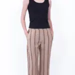 מכנסי כותנה נשפכים – פסים חום – שושי