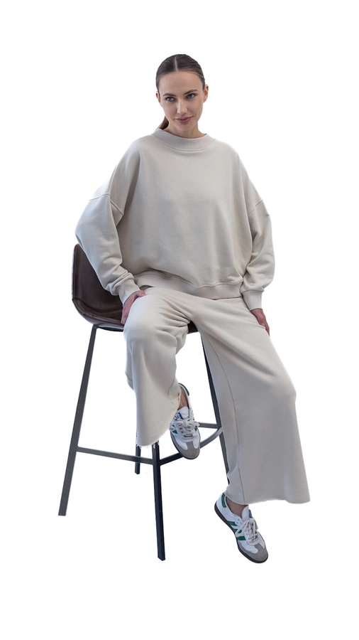 חולצת עמנואל צווארון ריב עגול - אבן