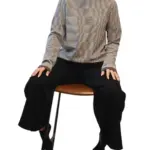 חולצת טי ארוכה – פסים דקים שחור / גרפיט - תותי