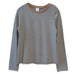 חולצת טי ארוכה – פסים דקים שחור / כאמל - תותי