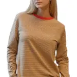 חולצת טי ארוכה – פסים דקים חרדל / אדום - תותי