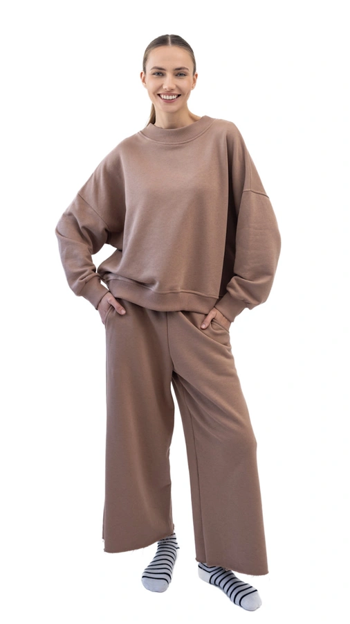 מכנסי טרנינג אופנה - חום - אור