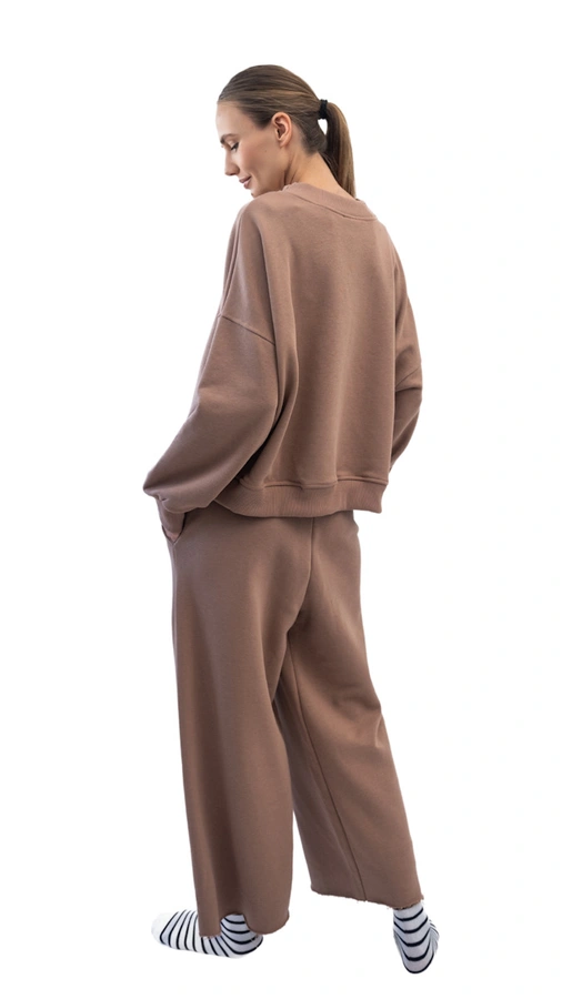 מכנסי טרנינג אופנה - חום - אור