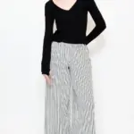 מכנסי טרנינג אופנה – פסים לבן / שחור – אור