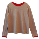 חולצת טי ארוכה – פסים דקים חרדל / אדום - תותי