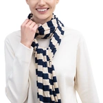 צעיף פסים כותנה אורגנית שמנת / נייבי