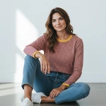 חולצת טי ארוכה – פסים דקים אדום / צהוב - תותי