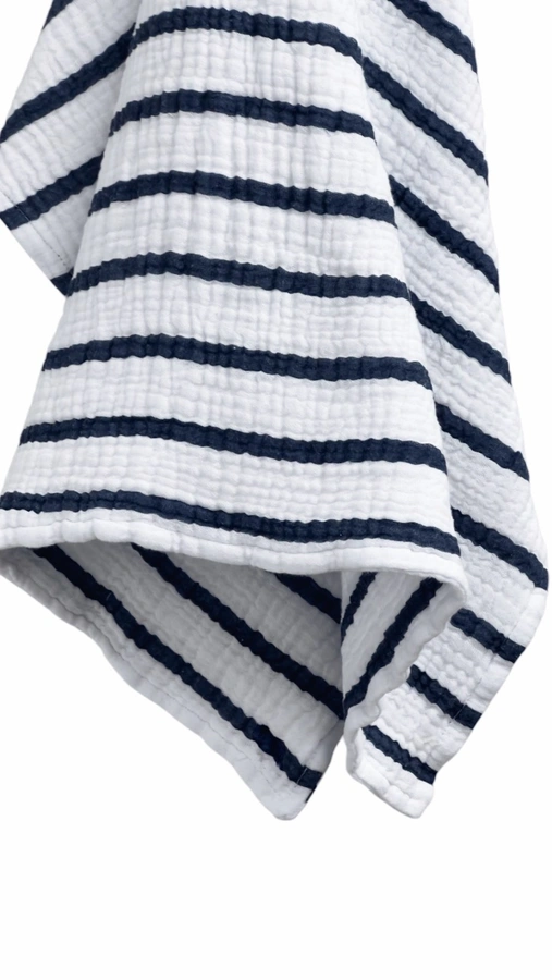 מגבת מטבח - טטרה כותנה אורגנית - פסים נייבי