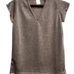 חולצת סריג דמוי פשתן - מפתח וי - טאופ - איה