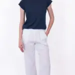 חולצת סריג דמוי פשתן - כחול דיו - איב