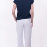 חולצת סריג דמוי פשתן - מפתח וי - כחול דיו - איה