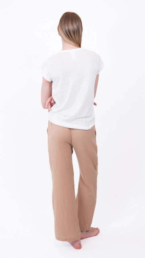 חולצת סריג דמוי פשתן - לבן חם - איב