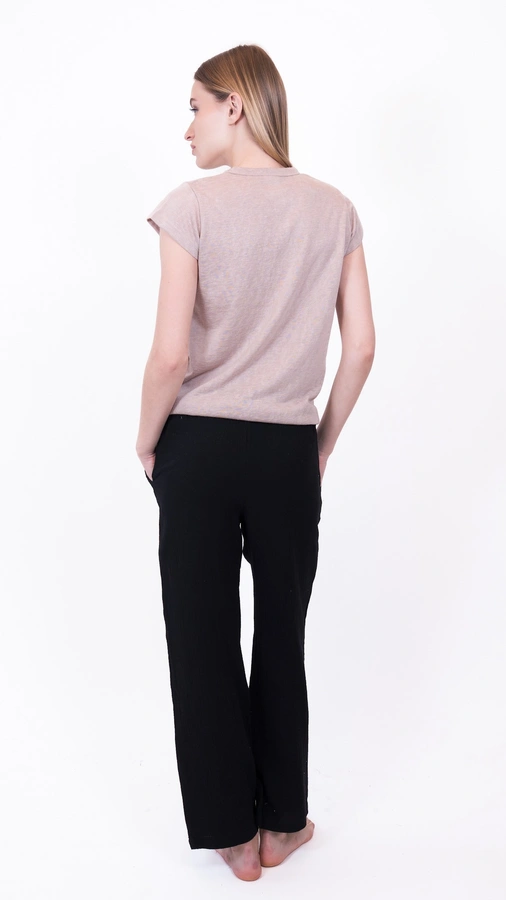 חולצת סריג דמוי פשתן - מוקה - איב