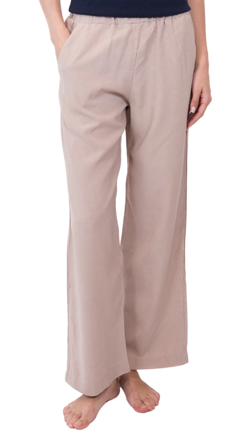 מכנסי פשתן ויסקוזה נשפכים - חול - שושי