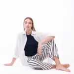 מכנסי ויסקוזה נשפכים - פסים שחור/לבן - שושי