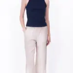 מכנסי פשתן ויסקוזה נשפכים - אבן - שושי