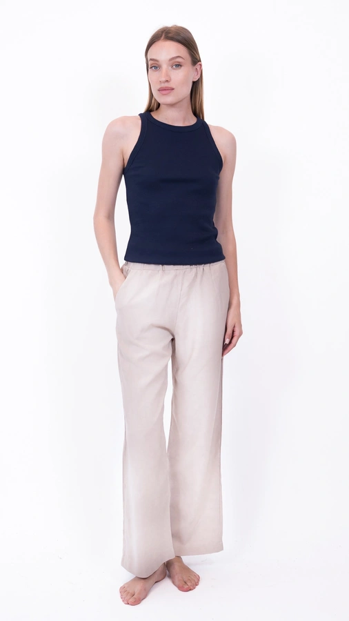 מכנסי פשתן ויסקוזה נשפכים - אבן - שושי
