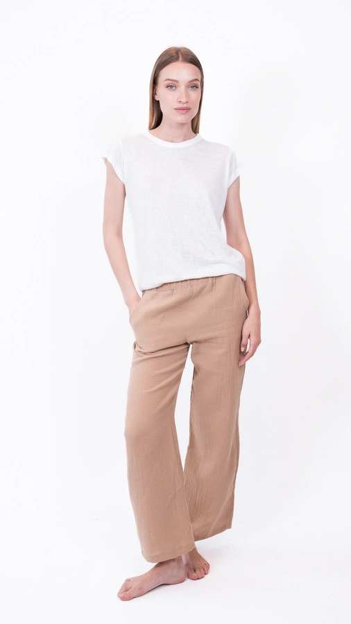 חולצת סריג דמוי פשתן - לבן חם - איב