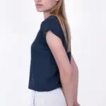 חולצת סריג דמוי פשתן - כחול דיו - איב